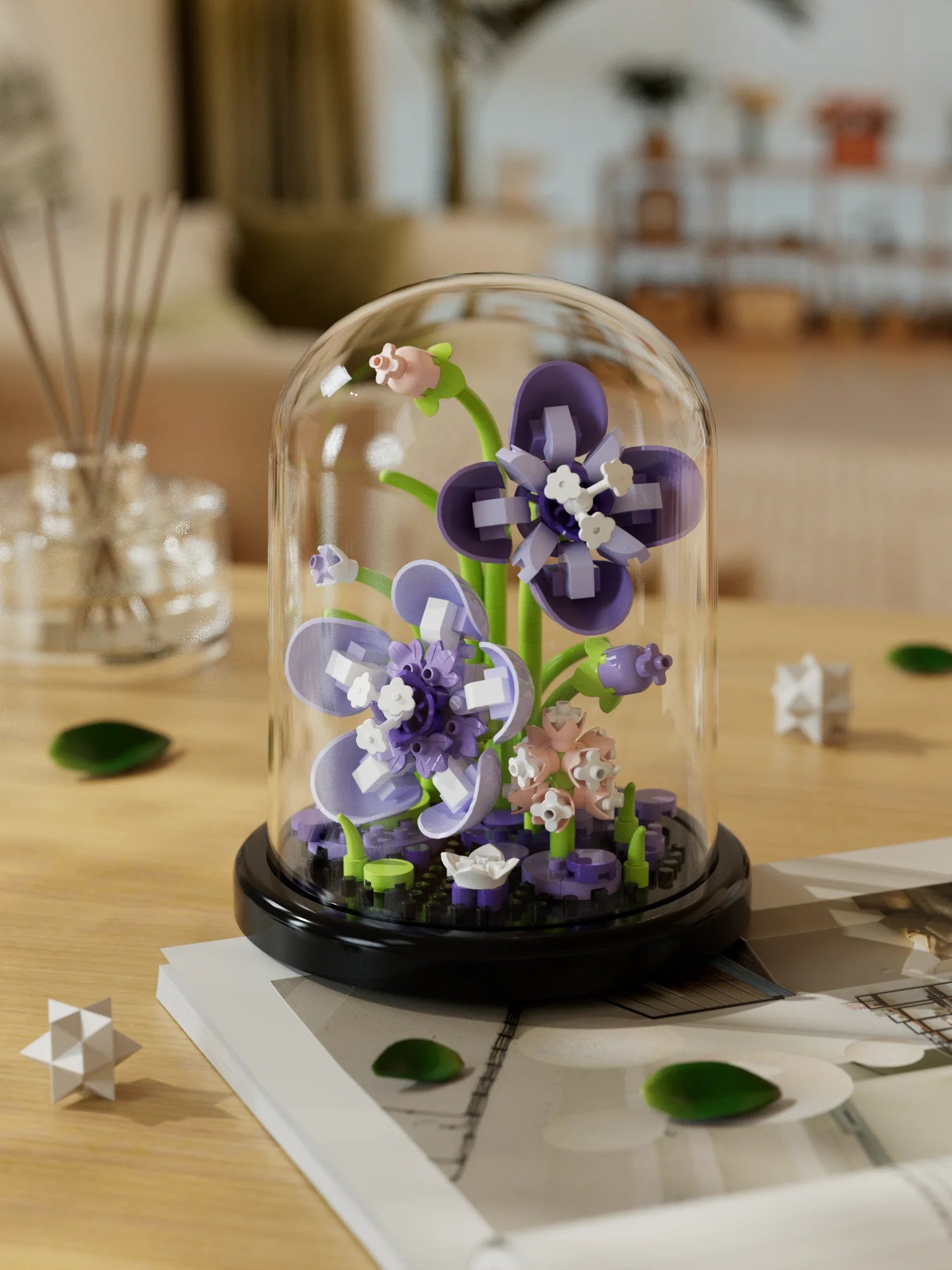🌸 Fleurs Éternelles Sous Cloche – Édition Botanique 🌸