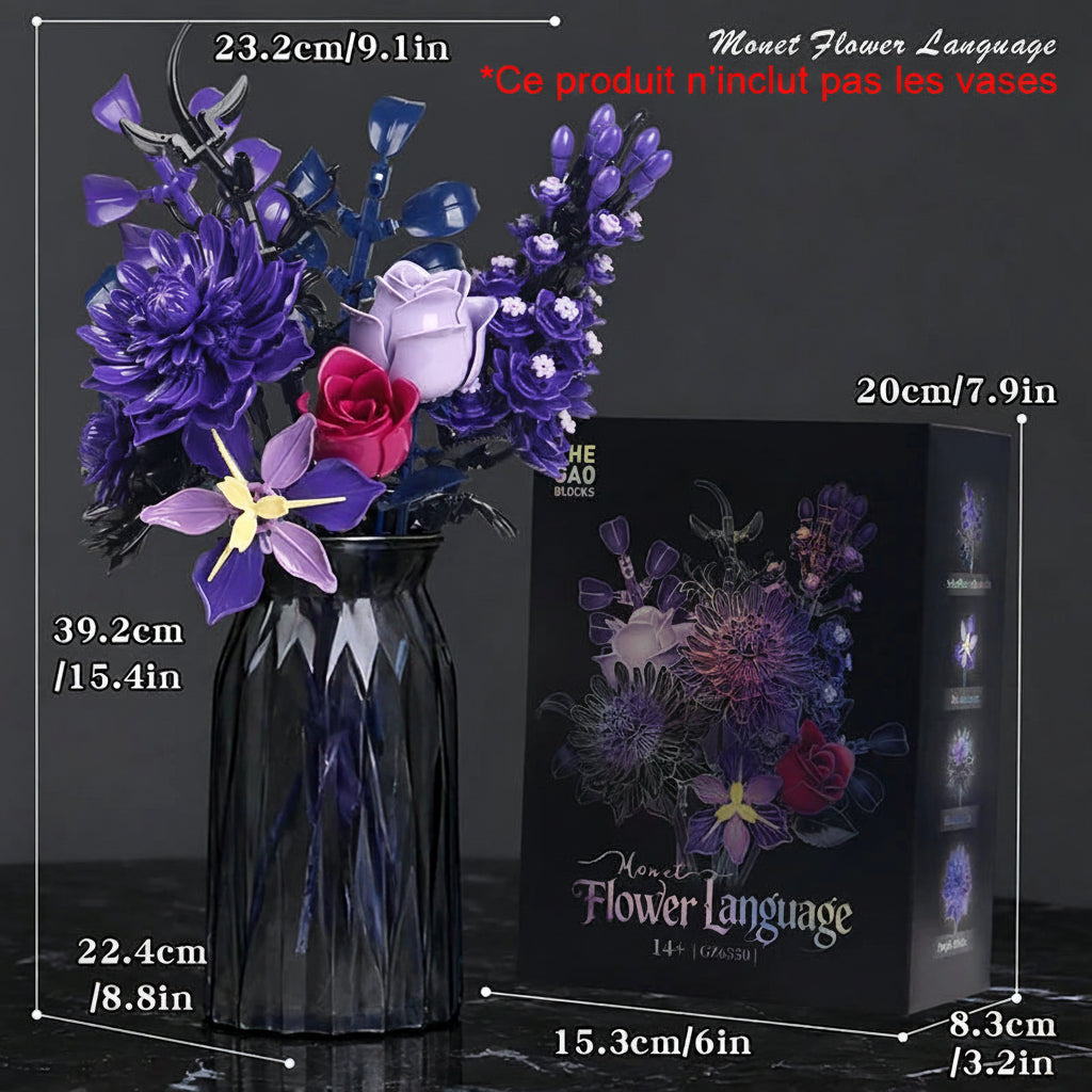 💐 Bouquet de Fleurs – Violet ou Noir & Doré 💐