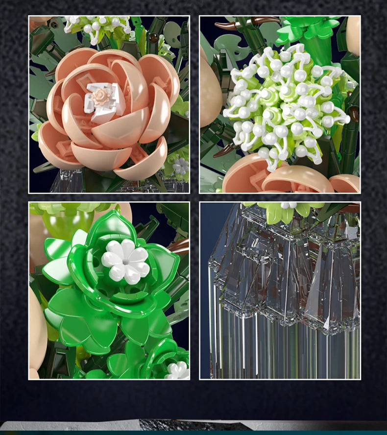 🌹 Bouquet de Roses Pêche et Blanches | 981 pièces