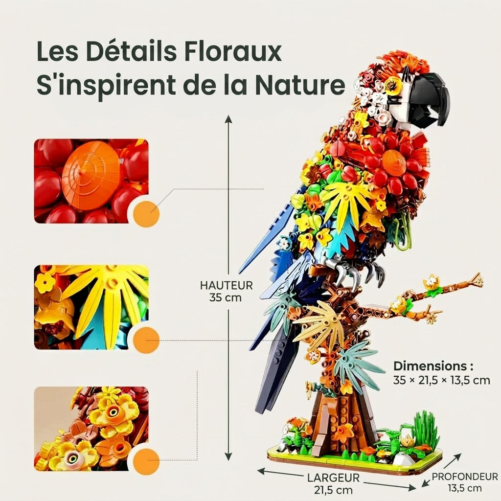 🦜 Perroquet fleuri | 1100 pièces