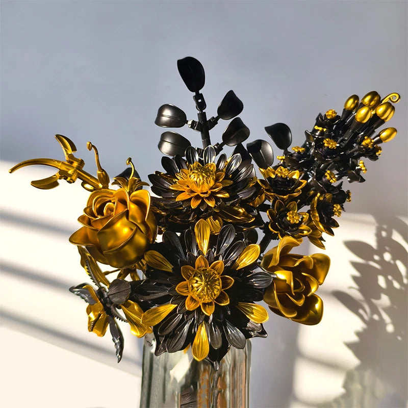 💐 Bouquet de Fleurs – Violet ou Noir & Doré 💐