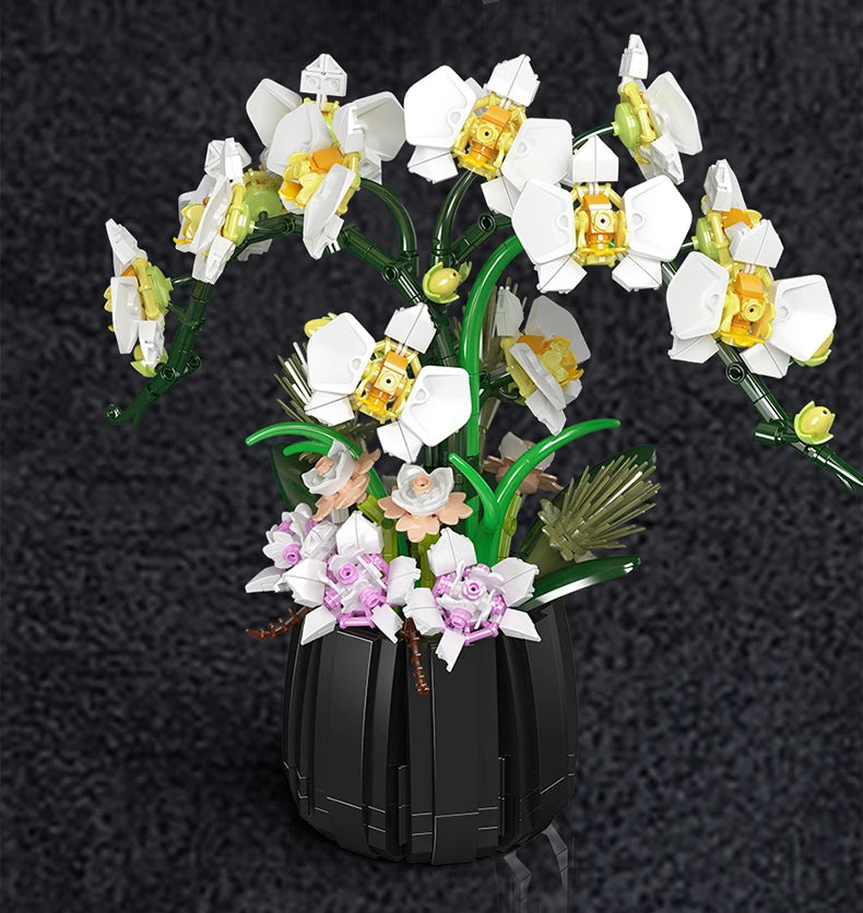 🤍 Orchidée Blanche en Pot | 1014 pièces