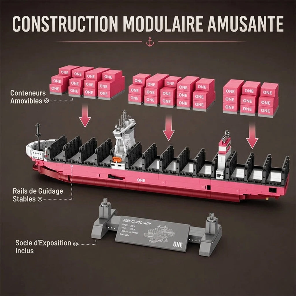 🚢 Géant des Mers Rose – Porte-conteneurs | 1446 Pièces