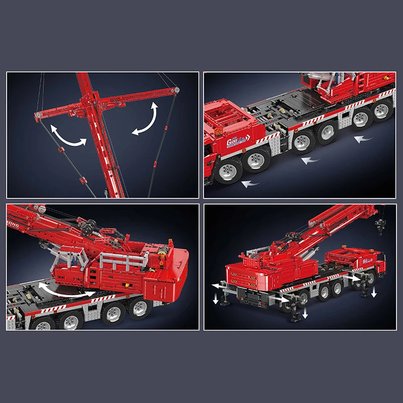 🚒 Camion-Grue Rouge Télécommandé | 4566 pièces
