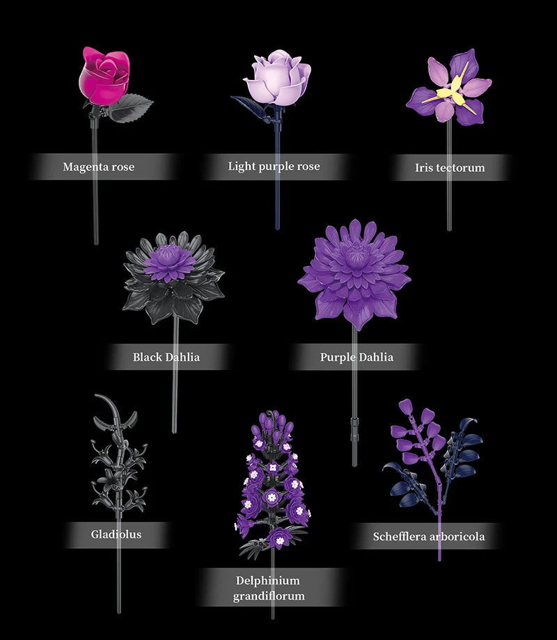 💐 Bouquet de Fleurs – Violet ou Noir & Doré 💐