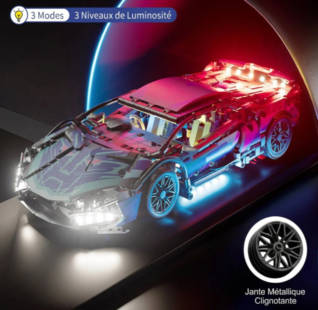 🏎️ Supercar Racing – 1314 Pièces | Éclairage LED & Portes Papillon