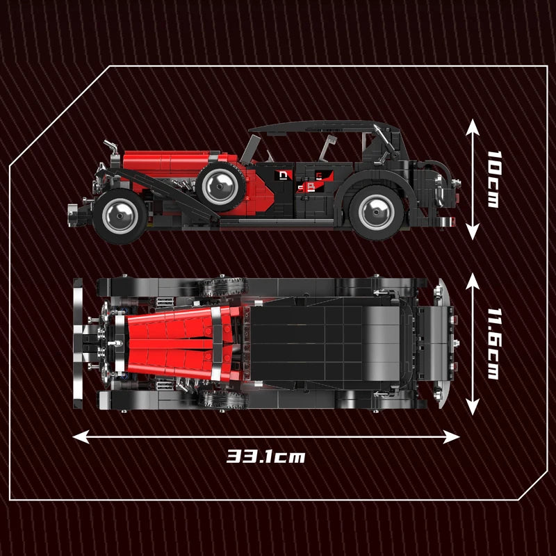 🚗 Voiture Vintage Rouge et Noire | 1308 pièces