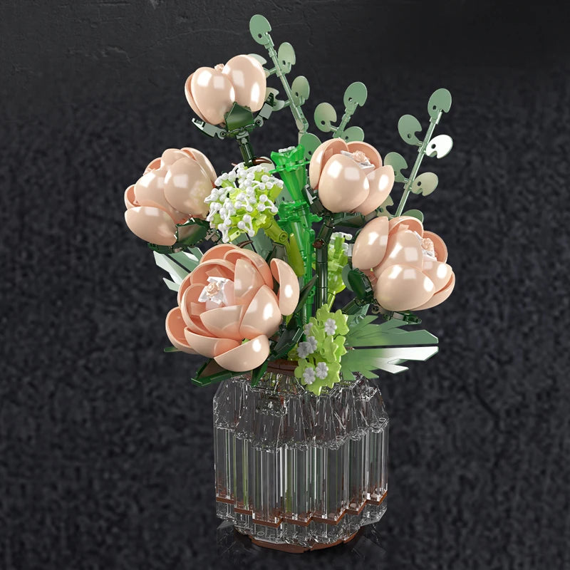 🌹 Bouquet de Roses Pêche et Blanches | 981 pièces