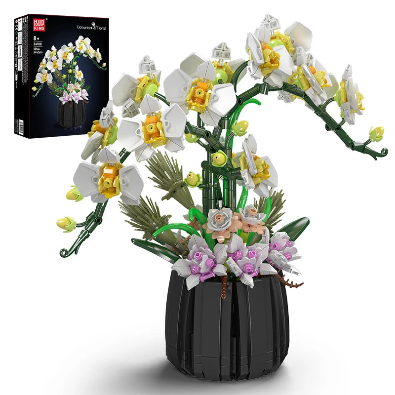 🤍 Orchidée Blanche en Pot | 1014 pièces
